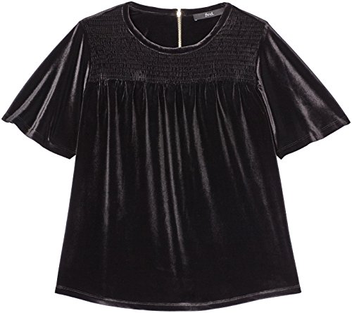 Marca Amazon - find. Blusa de Terciopelo para Mujer, Negro (Schwarz), 42, Label: L