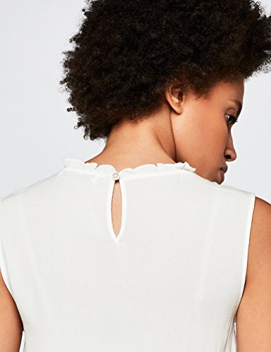Marca Amazon - find. Blusa Fruncida sin Mangas Mujer, Marfil (Ivory), 40, Label: M