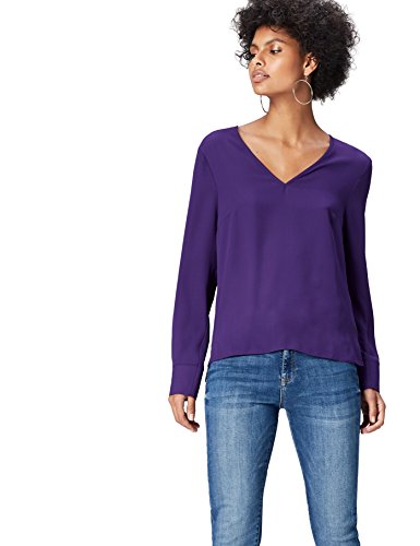 Marca Amazon - find. Blusa Mujer, Morado (Violet Indigo 19-3750), 36, Label: XS