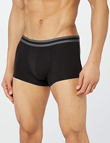 Marca Amazon - find. Calzoncillo Corto Bajo de Algodón Hombre, Pack de 7, Negro (Black), L, Label: L