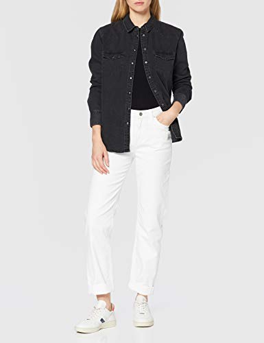 Marca Amazon - find. Camisa Manga Larga Vaquera Mujer, Negro (Washed Black as approved swatch), 42, Label: L