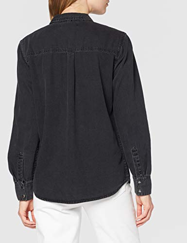 Marca Amazon - find. Camisa Manga Larga Vaquera Mujer, Negro (Washed Black as approved swatch), 42, Label: L