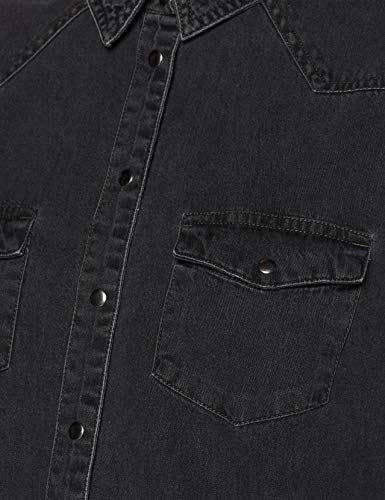 Marca Amazon - find. Camisa Manga Larga Vaquera Mujer, Negro (Washed Black as approved swatch), 42, Label: L