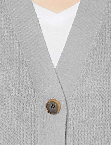 Marca Amazon - find. Chaqueta Larga con Cuello de Pico Mujer, Gris (Soft Grey), 38, Label: S