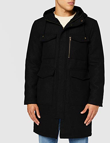 Marca Amazon - find. Chaqueta Utilitaria Hombre, Negro (Black), L, Label: L