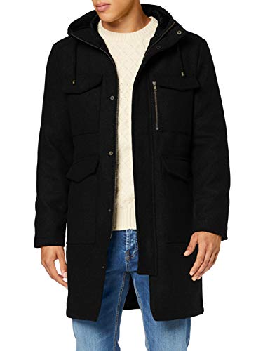 Marca Amazon - find. Chaqueta Utilitaria Hombre, Negro (Black), L, Label: L