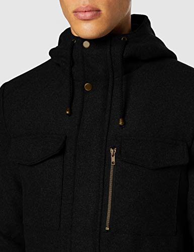 Marca Amazon - find. Chaqueta Utilitaria Hombre, Negro (Black), L, Label: L