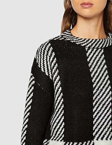 Marca Amazon - find. Check Jumper Suéter Mujer, Negro (Black Mix), 38, Label: S