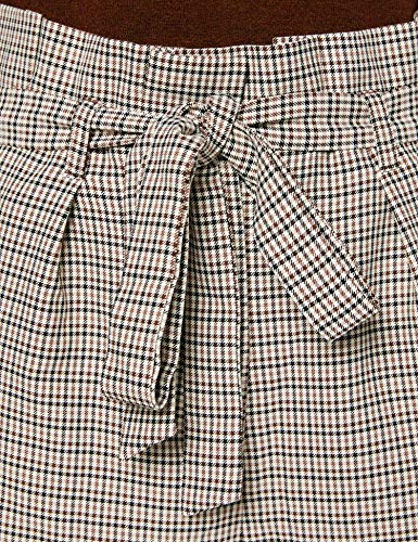 Marca Amazon - find. Check Paperbag Waist, Pantalón de Cuadros con Cintura de Fuelle Mujer, Marrón (Brown/Beige Check), 42, Label: L