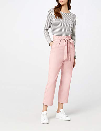 Marca Amazon - find. Check Paperbag Waist, Pantalón de Cuadros con Cintura de Fuelle Mujer, Rosa (Blush), 44, Label: XL