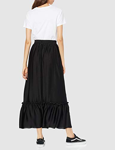 Marca Amazon - find. Falda con Volante Larga Mujer, Negro (Black), 36, Label: XS