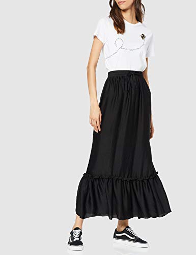 Marca Amazon - find. Falda con Volante Larga Mujer, Negro (Black), 36, Label: XS