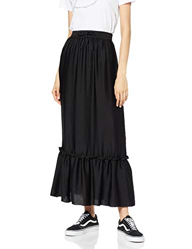 Marca Amazon - find. Falda con Volante Larga Mujer, Negro (Black), 36, Label: XS