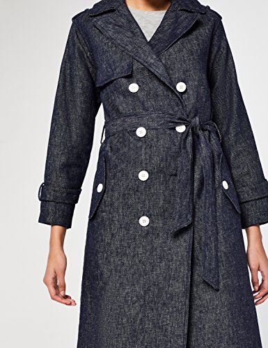 Marca Amazon - find. Gabardina Estilo Trench Mujer, Azul (Navy), 38, Label: S