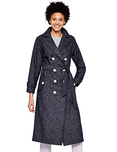 Marca Amazon - find. Gabardina Estilo Trench Mujer, Azul (Navy), 38, Label: S