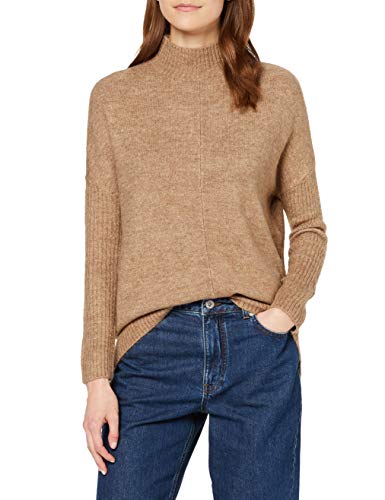 Marca Amazon - find. Jersey Ancho con Cuello Alto Mujer, beige (Oatmeal), 48, Label: 3XL