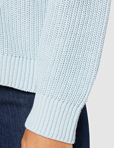 Marca Amazon - find. Jersey Ancho con Cuello Redondo de Algodón Mujer, Azul (Blue), 42, Label: L