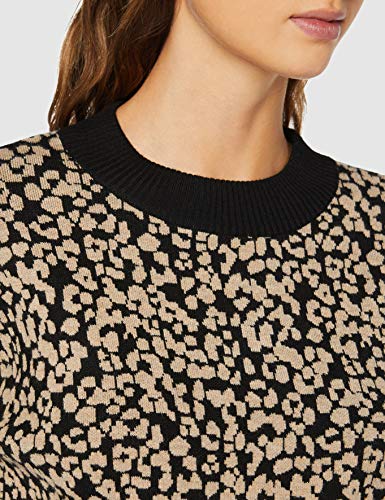Marca Amazon - find. Jersey con Cuello Redondo Mujer, Marrón (Black Mix), 38, Label: S