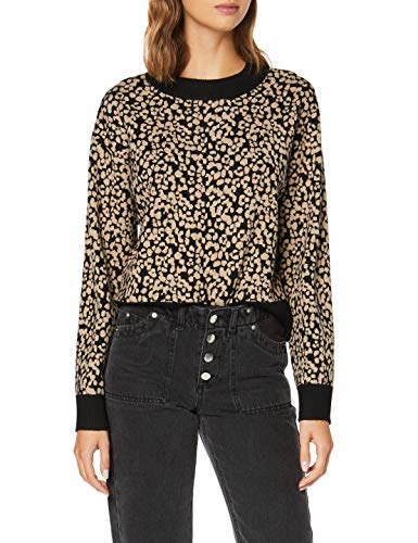 Marca Amazon - find. Jersey con Cuello Redondo Mujer, Marrón (Black Mix), 38, Label: S