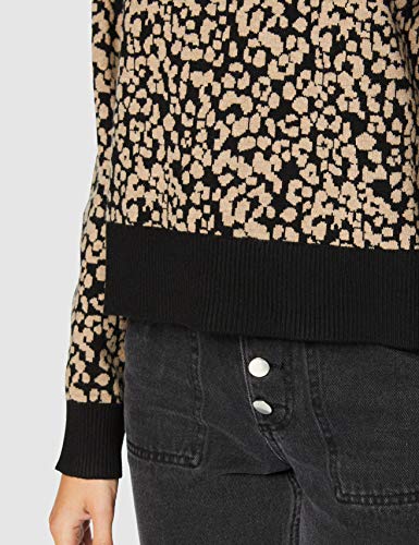 Marca Amazon - find. Jersey con Cuello Redondo Mujer, Marrón (Black Mix), 38, Label: S