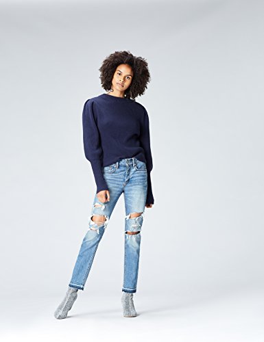 Marca Amazon - find. Jersey con Volumen en las Mangas para Mujer, Azul (Navy), 36, Label: XS