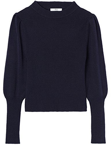 Marca Amazon - find. Jersey con Volumen en las Mangas para Mujer, Azul (Navy), 36, Label: XS