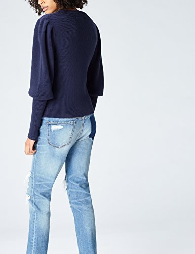 Marca Amazon - find. Jersey con Volumen en las Mangas para Mujer, Azul (Navy), 36, Label: XS