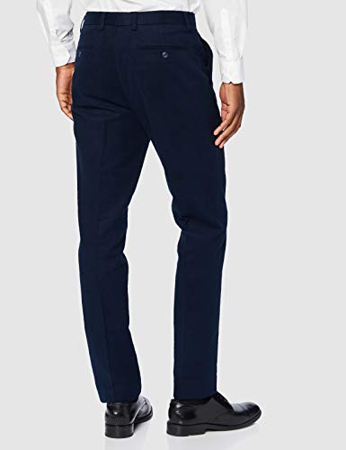 Marca Amazon - find. Pantalón de Traje Ajustado de Algodón Hombre, azul (marino), 42W / 32L, Label: 42W / 32L