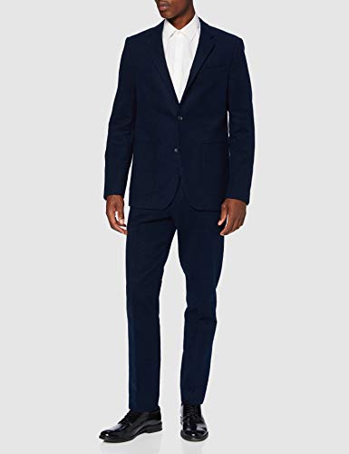 Marca Amazon - find. Pantalón de Traje Ajustado de Algodón Hombre, azul (marino), 42W / 32L, Label: 42W / 32L