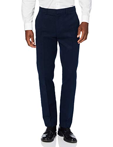 Marca Amazon - find. Pantalón de Traje Ajustado de Algodón Hombre, azul (marino), 42W / 32L, Label: 42W / 32L