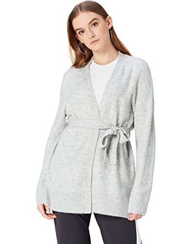 Marca Amazon - find. Pantalón Estampado con Lazada en la Cintura para Mujer, Gris (Grey), 38, Label: S