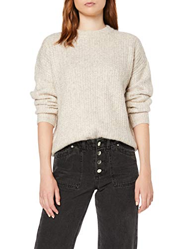 Marca Amazon - find. Phrm3686 - jersey mujer Mujer, Beige (Oatmeal), 44, Label: XL