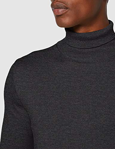 Marca Amazon - find. Roll Neck - Suéter Hombre, Gris (Charcoal), L, Label: L