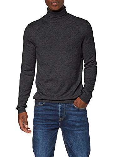 Marca Amazon - find. Roll Neck - Suéter Hombre, Gris (Charcoal), L, Label: L