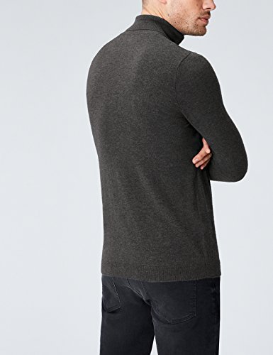 Marca Amazon - find. Roll Neck - Suéter Hombre, Gris (Mid Grey), S, Label: S