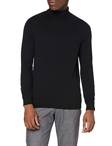 Marca Amazon - find. Roll Neck - Suéter Hombre, Negro (Black Black), XXL, Label: XXL