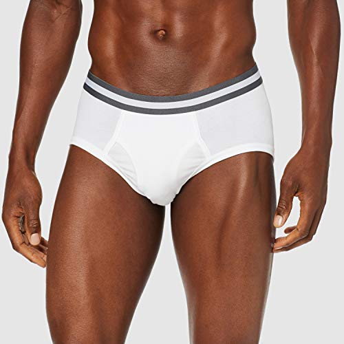 Marca Amazon - find. Slip para Hombre Y-Front, Pack de 5, Blanco (White), XL, Label: XL