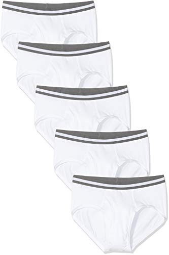Marca Amazon - find. Slip para Hombre Y-Front, Pack de 5, Blanco (White), XL, Label: XL