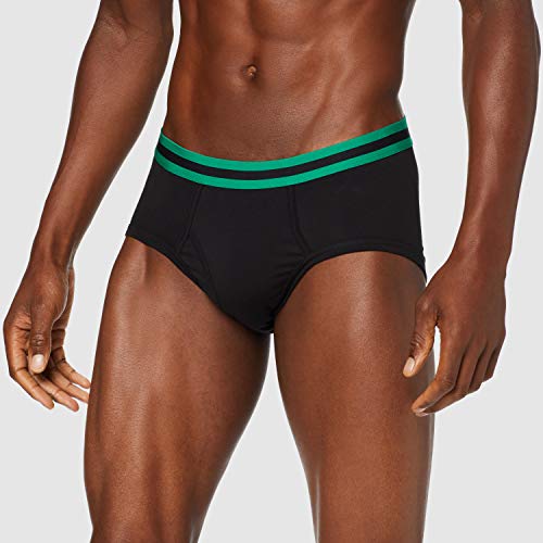 Marca Amazon - find. Slip para Hombre Y-Front, Pack de 5, Multicolor (Black With Neon Wiast Band), XL, Label: XL