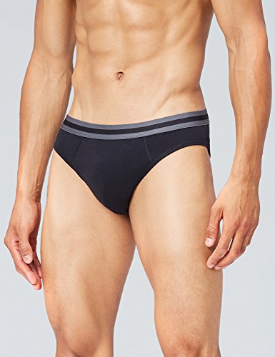 Marca Amazon - find. Slip para Hombre Y-Front, Pack de 5, Negro (Black X5), L, Label: L