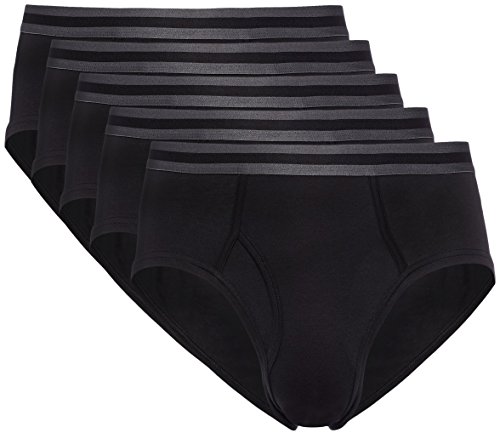 Marca Amazon - find. Slip para Hombre Y-Front, Pack de 5, Negro (Black X5), L, Label: L
