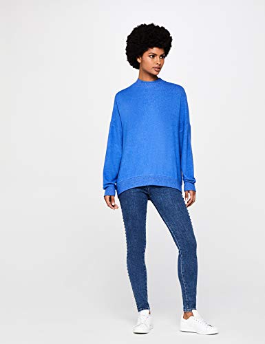 Marca Amazon - find. Sudadera Ancha de Manga Larga de Algodón Mujer, Azul (Bright Blue Bright Blue), 40, Label: M