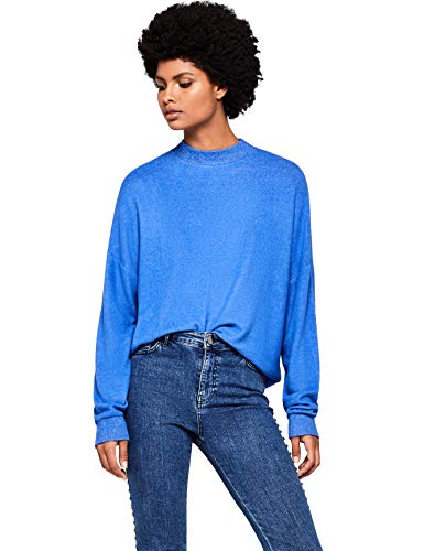 Marca Amazon - find. Sudadera Ancha de Manga Larga de Algodón Mujer, Azul (Bright Blue Bright Blue), 40, Label: M