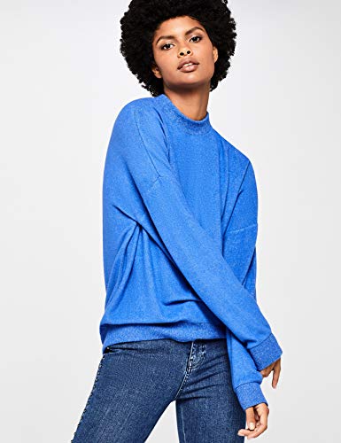 Marca Amazon - find. Sudadera Ancha de Manga Larga de Algodón Mujer, Azul (Bright Blue Bright Blue), 40, Label: M