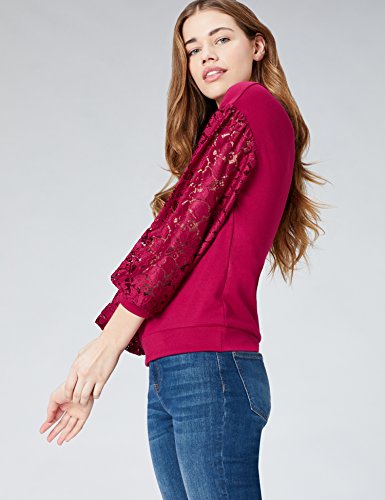 Marca Amazon - find. Sudadera con Encaje para Mujer, Rojo (Beet Red), 40, Label: M