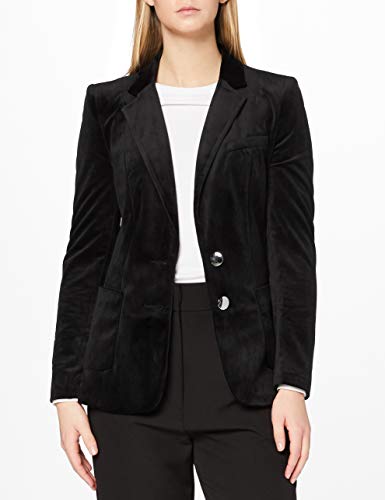 Marca Amazon - find. Velvet Blazer - Chaqueta de traje Mujer, Negro (Black), 48, Label: 3XL