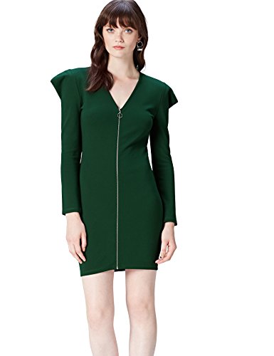 Marca Amazon - find. Vestido con Cremallera para Mujer, Verde (Pine Grove), 38, Label: S