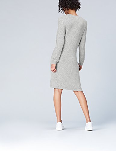 Marca Amazon - find. Vestido con Lazada para Mujer, Gris (Grey Marl), 38, Label: S