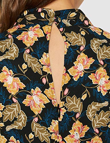 Marca Amazon - find. Vestido con Vuelo Corto de Flores Mujer, Multicolor (Multicoloured), 38, Label: S