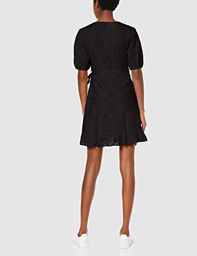 Marca Amazon - find. Vestido Corto Cruzado de Algodón Mujer, Negro (Black), 40, Label: M